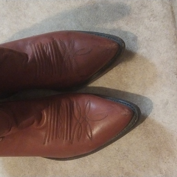 Justin Women Brown Leather Western Heeled Cowboy Boots Size 5.5 - Picture 3 of 9